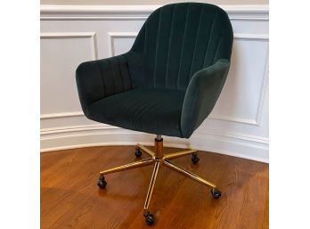 Velvety Upholstered Barrel Style Adjustable Desk Chair