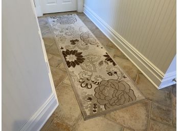 Cream And Grey Floral Runner Rug