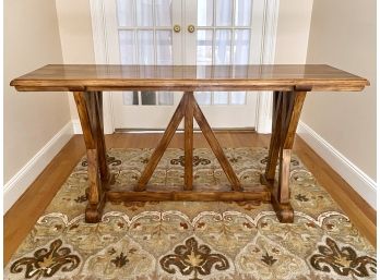 Country Farmhouse Style Trestle Base Console Table