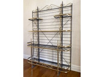 Two Tone Iron And Brass Finish Kitchen Bakers Rack
