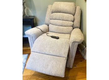 Like New Cozy Chenille Upholstered Electric Lift Recliner With Heat And Massage Options