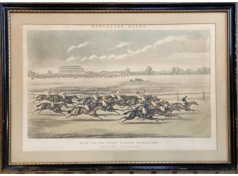 Doncaster Races - Race For The Great St. Leger Stakes 1836 - Off In Good Style - Framed Colored Print