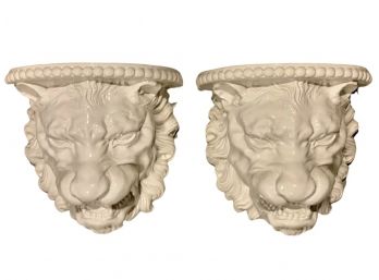 Ceramic Lion Head Shelf Sconces