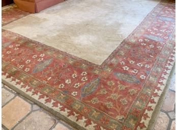 Pottery Barn Florence Hand-tufted Wool Area Rug With Decorative Border