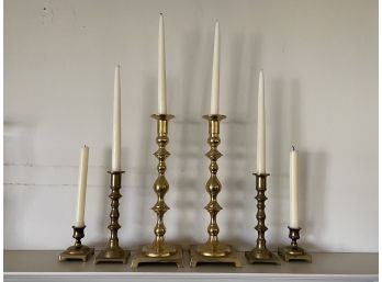 Bundle Of 6 Vintage Brass Candlestick Holders