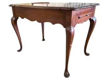 Hitchcock Furniture Queen Anne Reproduction Accent Table With Cabriole Legs And Hidden Pull Out Tray