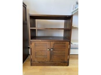 Tiered Solid Wood Bookcase With Bottom Cabinet