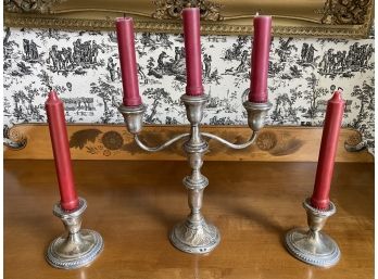 Bundle Of Collectable Weighted Sterling Silver Candle Holders