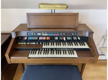 Vintage Hammond Electric Organ With Padded Bench