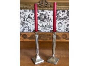 Antique Brass Candlesticks With Felted Bottom