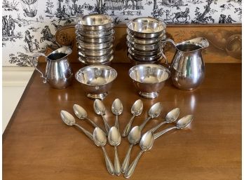 Great Bundle Of Reed & Barton Collectable Silverplate With Marks And Bonus 12 Spoons Puritan Silver Plate