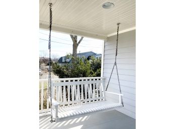 Adirondack Style White Hanging Porch Swing