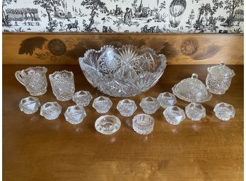 Bundle Of Vintage Inspired Cut Crystal Decorative Serving Pieces And Tealight Holders