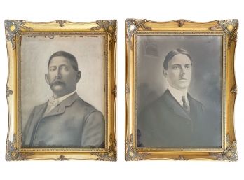 Pair Of Antique Framed Photos Men's Portrait