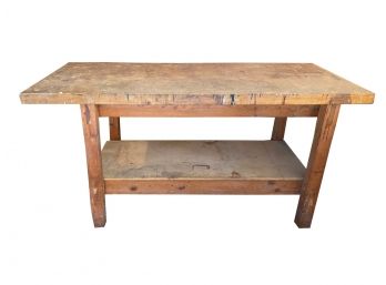 Rustic Solid Wood Workbench With Vice Attachment