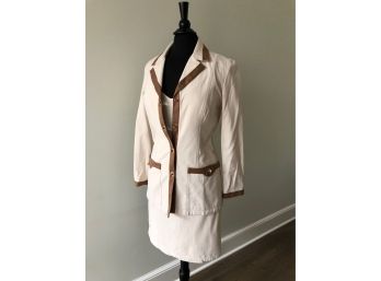 St John Sport - Tan Jacket And Skirt In Cotton Paired With A Knit Tank - Sz 4