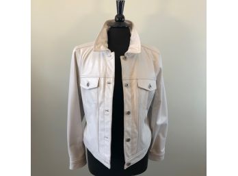 White Leather 'jean' Jacket By D&Co. - Sz L