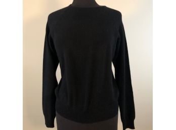 Black Crew Neck Long Sleeve Cashmere Sweater - 2 Ply - NWT - Sz L
