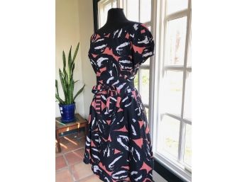 DKNY - Cool Cotton Very Full Dress - Belted, Big Pockets - Sz S (approx)