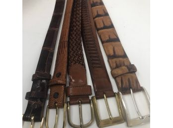 6 Quality Leather Belts - Sz 36 Including Crocodile