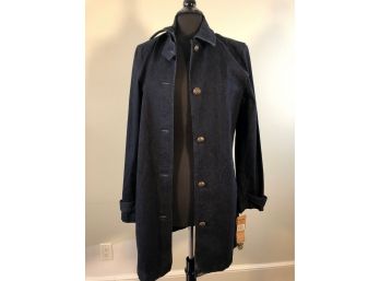 Ralph Lauren Denim Long Jacket With Brass Detailed Buttons - Sz L - NWT