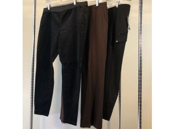 Eileen Fisher And Ralph Lauren Comfortable Stretchy Pants - 3 Pairs - Sz L