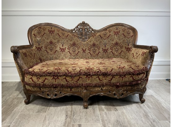 Large Elegant Wood Carved Sofa