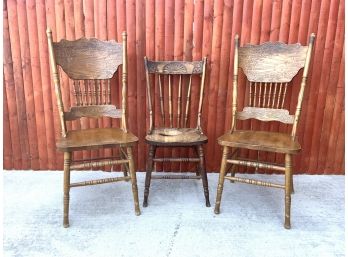 Three Antique Oak Chairs - AG AS