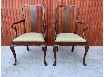 Two Arm Mahogany Dining Chairs  - AS