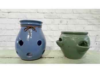 Clay Pots Blue And Green