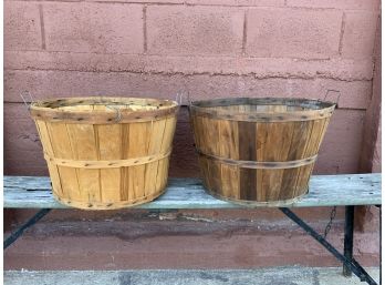 Two Wicker Bushel Fruit Baskets