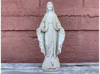 Cement Garden Statue Of The Blessed Mother