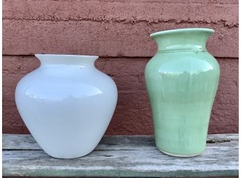 Celdon And White  Vases