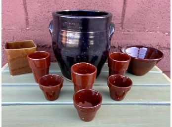 Assorted Planters And El Farrar Burlington, Vermont Ceramic Pot