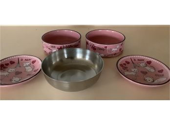 Lot Of Kitty Dishes