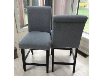 Cost Way Set Of Two 25 Kitchen Breakfast Chairs Nail Head Barstools In Gray
