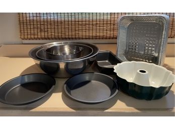 Lot Of Baking Pans And Mixing Bowls As Pictured