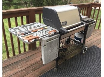 Weber Genesis Gold Grill With Grilling Set As Pictured.