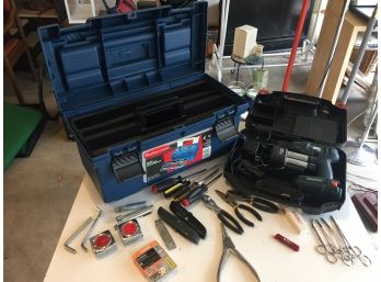 Number Two Lot Of Tools Including Toolbox, Black & Decker Cordless Drill In Case And Tools As Pictured