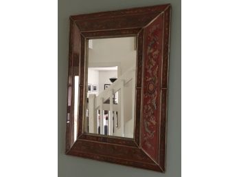 Antique Chinese Red Lacquered Mirror