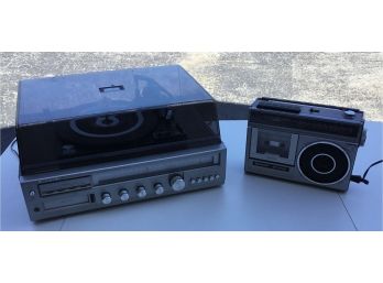 Vintage Juliette Stereo Am/fm Radio Turntable , 8 Track Player And Sharp Boombox Radio Cassette  Recorder