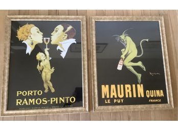 Lot Of Two Framed  Posters 1) L. Cappiello Mairin Quina Green Devil 1906. 2) Porto Ramos-pinto