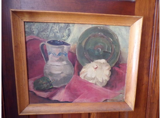 Painting Oil On Board Still Life Signed