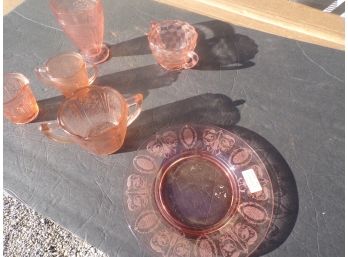 Lot Of Depression Glass Pink Mixed .