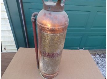 Antique Fire Extinguisher Foamex  Copper W/brass Plate