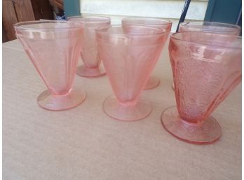 Lot Of Cambridge Floral Juice Glasses Pink 16