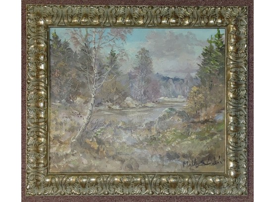 Swedish Landscape Oil On Canvas, Signed Malte Liden