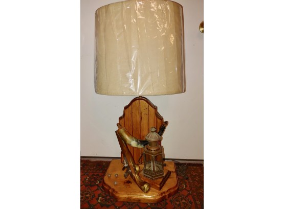 Nightwatch Table Lamp With Flintlock Pistol, Powder Horn, Lantern