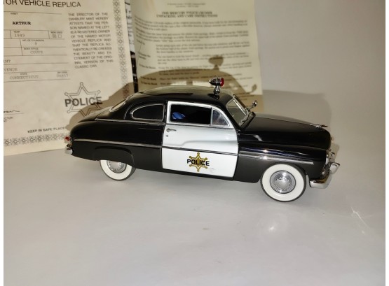 Danbury Mint 1949 Mercury Police Cruiser Die Cast Model