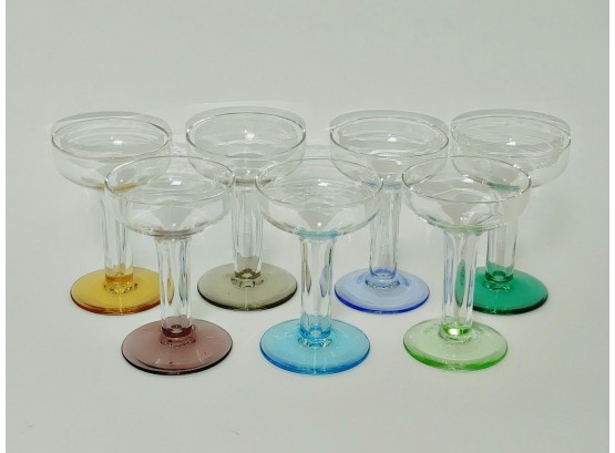 Lot Of Cordial Glasses With Colored Bases (7)